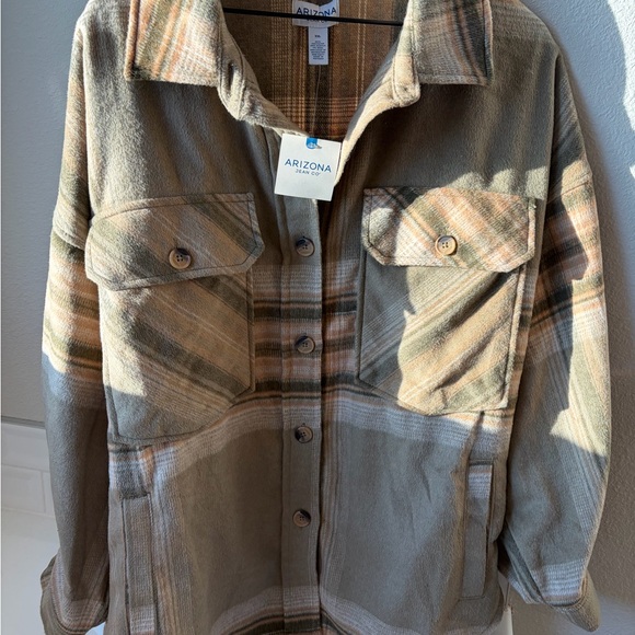 Arizona Jean Company Tan Plaid Cozzy Shirt - Picture 4 of 4
